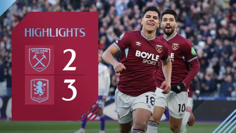 West Ham 2-3 Aston Villa Fernandes Scores Fastest Goal of the Season! Highlights