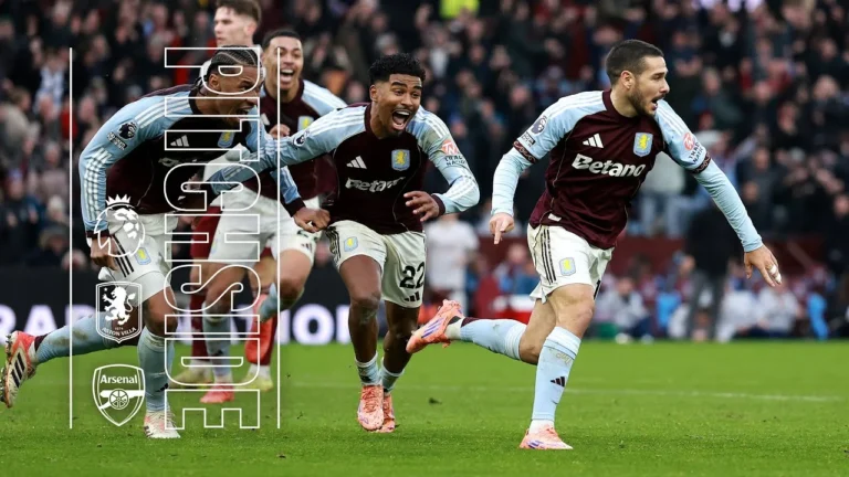 95th MINUTE LIMBS AT VILLA PARK Aston Villa v Arsenal PITCHSIDE Title Here