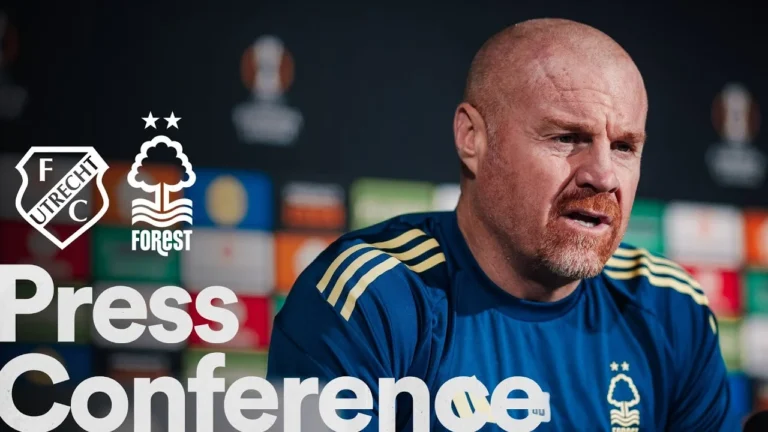 Sean Dyche & James McAtee Press Conference Utrecht v Nottingham Forest UEFA Europa League