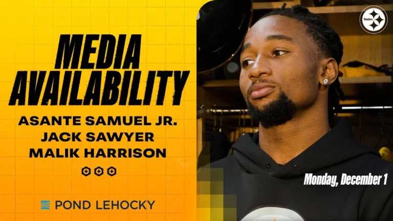 Asante Samuel Jr., Jack Sawyer, Malik Harrison Media Availabilities (Dec. 1) Pittsburgh Steelers