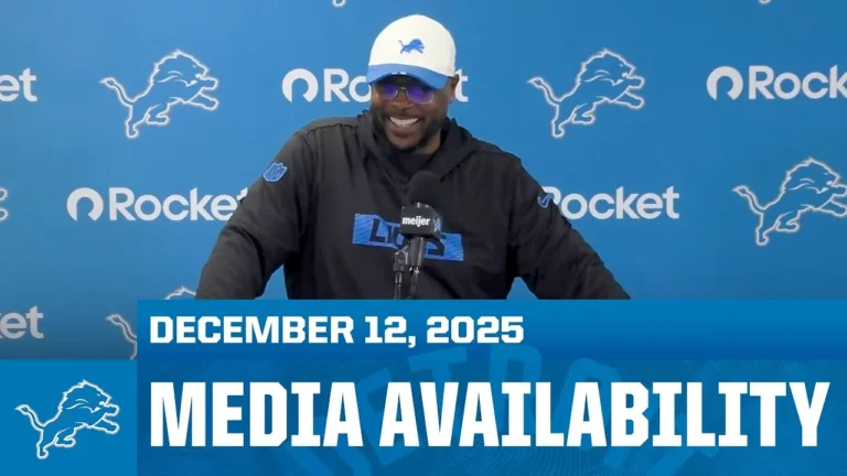 Detroit Lions assistant coach Kacy Rodgers meets with the media December 12, 2025
