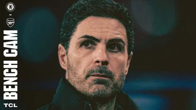 BENCH CAM Dugout reaction to Merino Header Chelsea 1-1 Arsenal