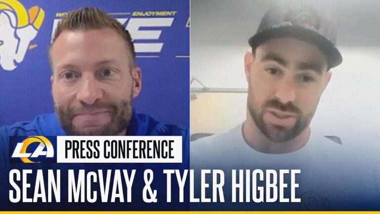Sean McVay & Tyler Higbee On Matthew Stafford’s Leadership, Wild Card Round Prep & Players Returning