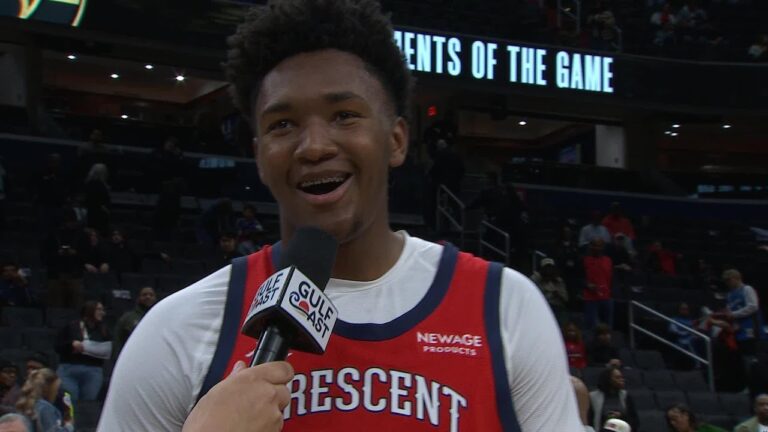 Derik Queen on-court postgame interview Pelicans vs. Wizards 1 9 26