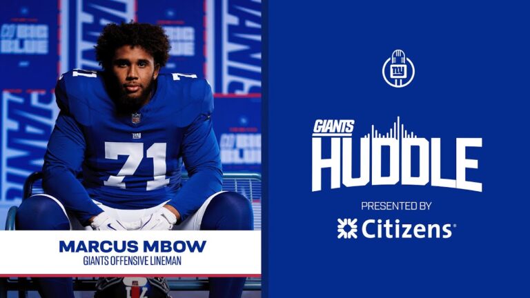 Giants Rookie OL Marcus Mbow Giants Huddle New York Giants