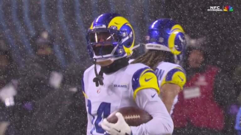 Durant falls under Caleb’s pass for a Rams’ INT
