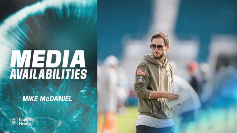 Coach Mike McDaniel meets with the media Miami Dolphins