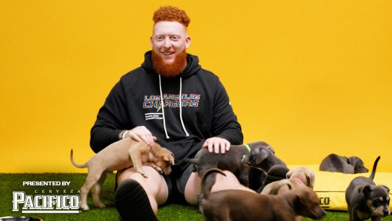 NFL Player Does Interview With Puppies LA Chargers