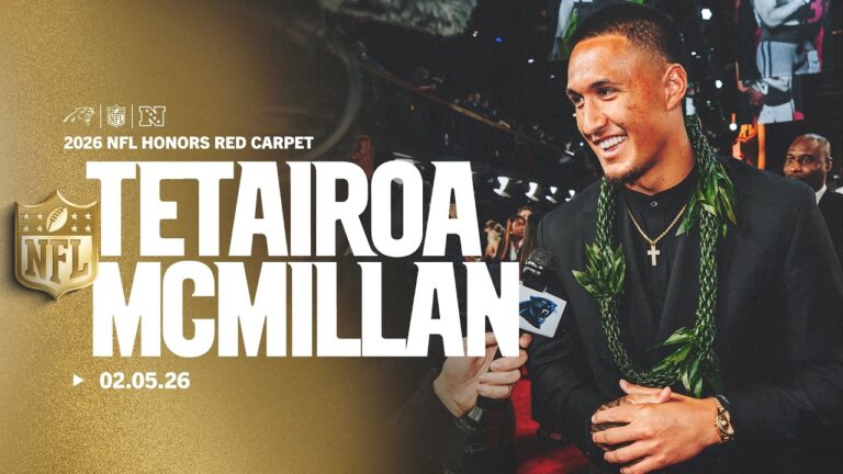 Tetairoa McMillan Red Carpet interview at 2026 NFL Honors Carolina Panthers