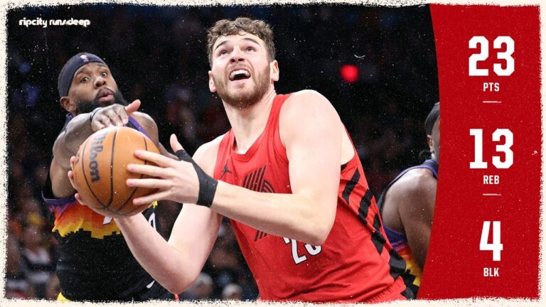 Donovan Clingan with a big double-double against the Suns February 22, 2026