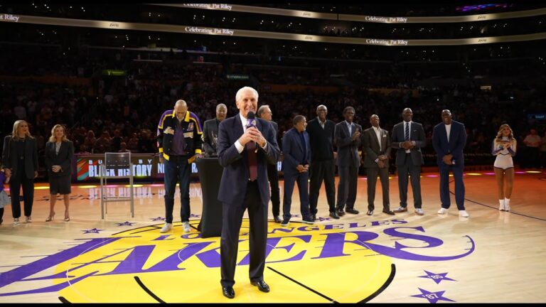 Lakers Honor Pat Riley During Emotional Halftime Ceremony