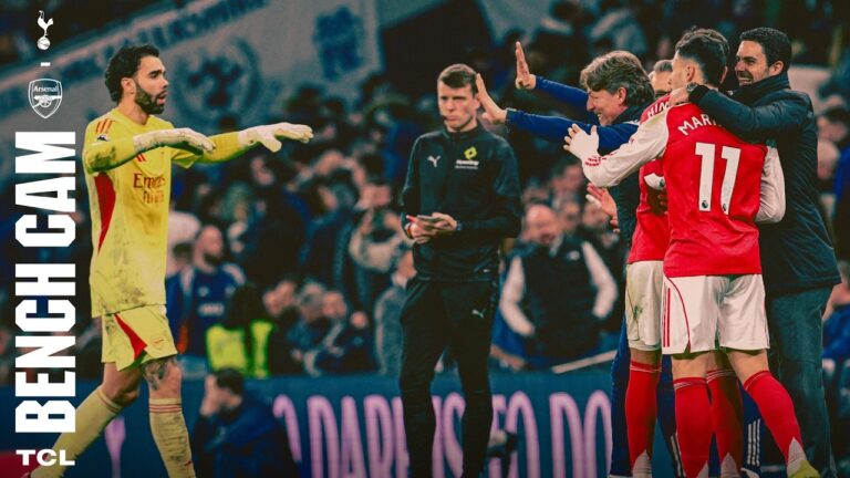 ARTETA REACTS TO BIG NLD WIN BENCH CAM Tottenham Hotspur v Arsenal (1-4) Premier League