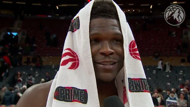 Anthony Edwards On-Court Postgame Interview After Win Over Toronto Raptors