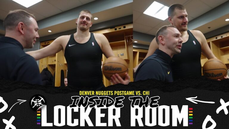 Nikola Jokić Gets The Game Ball Denver Nuggets Locker Room After Win vs. CHI