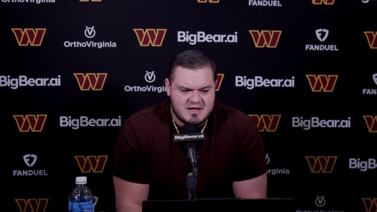 LIVE: OL Nick Allegretti Speaks to the Media After Re-Signing Washington Commanders