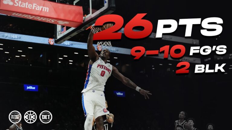 Highlights – Jalen Duren Drops 26 (9-10 FG) nba pistons jalenduren