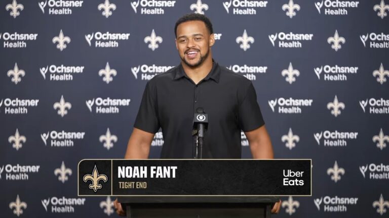 Noah Fant Introductory Press Conference New Orleans Saints