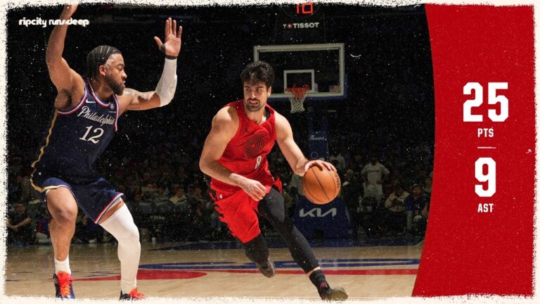 Deni Avdija Has 25 Points And 9 Rebounds Trail Blazers vs 76ers March 15, 2026