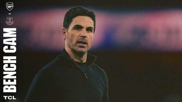 BENCH CAM Arteta reacts to Dowman goal! Arsenal v Everton (2-0) Premier League