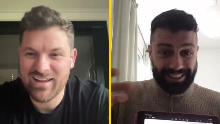 Christian Kuntz learns Irish phrases with John Sharpson Pittsburgh Steelers