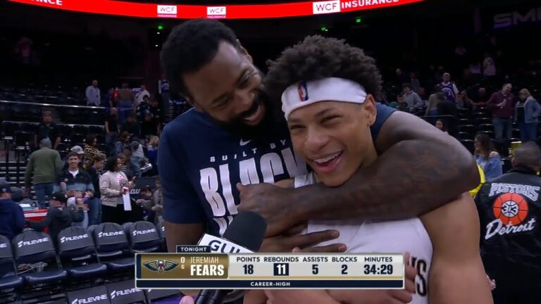 Jeremiah Fears on-court postgame interview Pelicans vs. Jazz 2 28 26