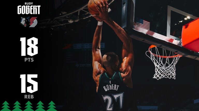 Rudy Gobert DOUBLE-DOUBLE, 18 PTS & 15 REB Against Trail Blazers 03.20.26