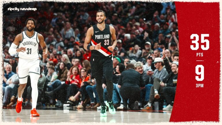 TOUMANI CAMARA CAREER-HIGH NIGHT 35 PTS, 9-11 FROM 3 Trail Blazers vs Nets March 23, 2026