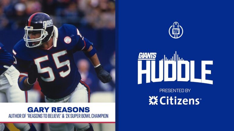 Super Bowl Champion and Author Gary Reasons Giants Huddle New York Giants