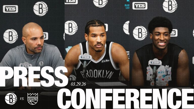 Jordi Fernandez, Ochai Agbaji and Drake Powell on Nets Victory vs. Sacramento