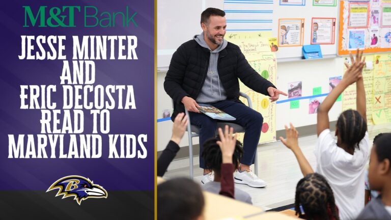 Jesse Minter And Eric DeCosta Read to Maryland Kids Baltimore Ravens