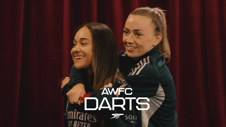 AWFC DARTS CHAMPIONSHIP Who has the best aim? Katie McCabe, Olivia Smith, Lotte Wubben-Moy