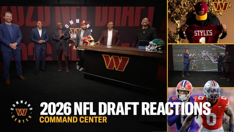 2026 NFL Draft Reactions LB Sonny Styles Film Room Command Center Washington Commanders NFL