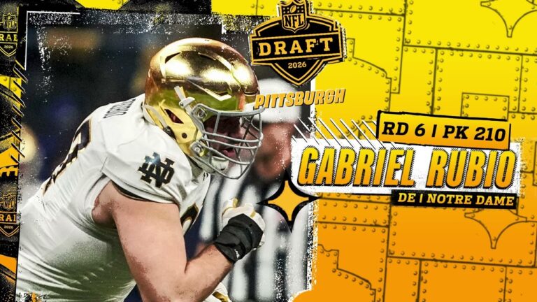 Immediate reaction to the selection of DE Gabriel Rubio Steelers Audio Network