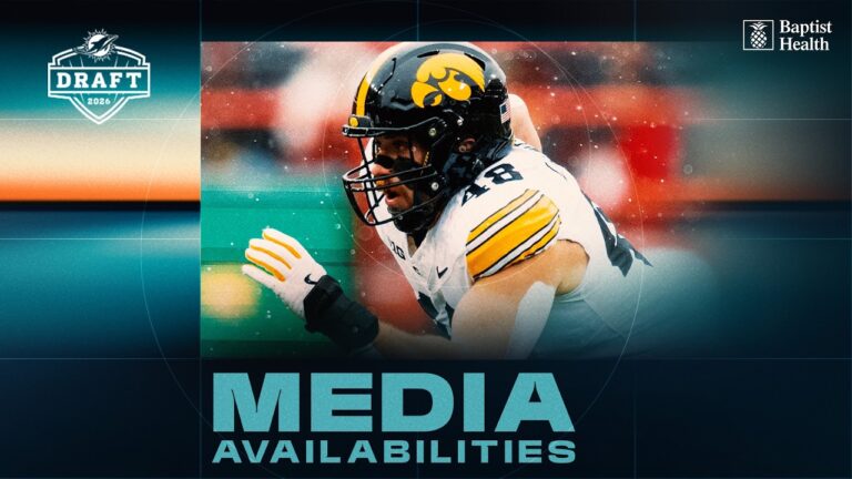 Max Llewellyn meets with the media Miami Dolphins