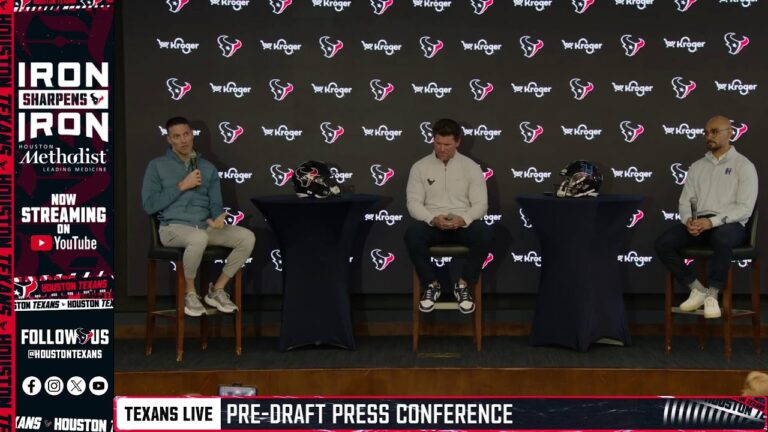 Texans EVP GM Nick Caserio, Asst. GM James Liipfert, & Asst. GM Chris Blanco speak to the media