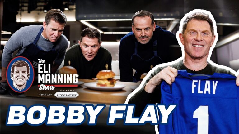 Who Makes the Better Burger?! Bobby Flays Bacon Crunch Burger The Eli Manning Show
