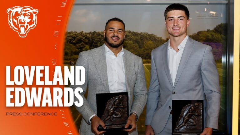 Colston Loveland, T.J. Edwards selected as 2026 Piccolo Award recipients Press Conference