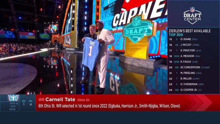 The Tennessee Titans Select Carnell Tate with the Fourth Overall Pick in the 2026 NFL Draft