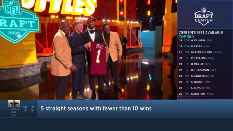 The Washington Commanders Select Sonny Styles with the Seventh Overall Pick in the 2026 NFL Draft