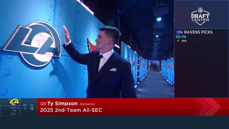 The Los Angeles Rams Select Ty Simpson with the 13th Overall Pick in the 2026 NFL Draft