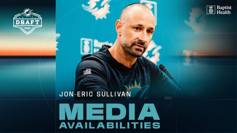 General Manager Jon-Eric Sullivan meets with the media Miami Dolphins