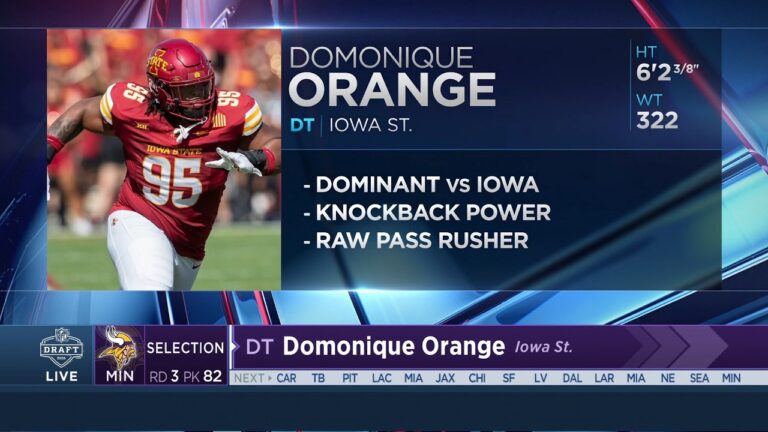 Vikings Select DL Domonique Orange With No. 82 Pick In 2026 NFL Draft