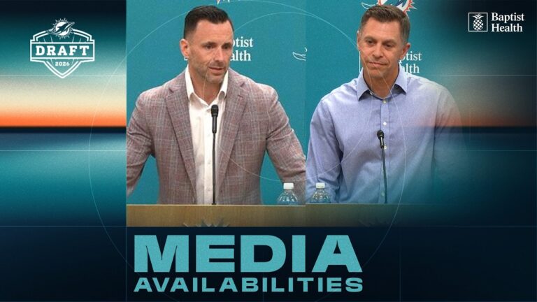 Kyle Smith and Matt Winston meet with the media Miami Dolphins