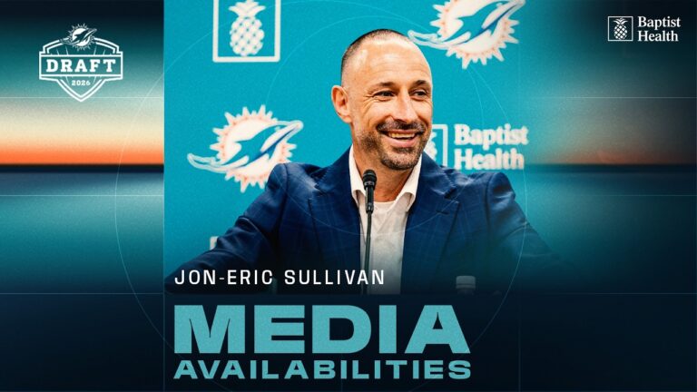 General Manager Jon-Eric Sullivan meets with the media Miami Dolphins