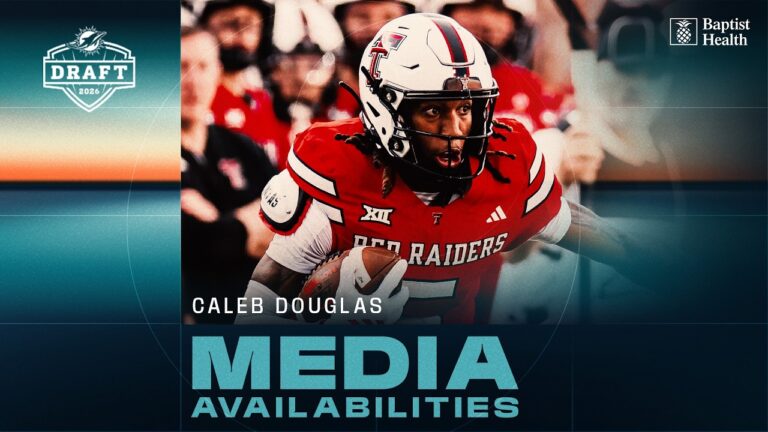 Caleb Douglas meets with the media Miami Dolphins