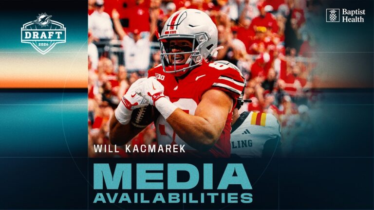 Will Kacmarek meets with the media Miami Dolphins