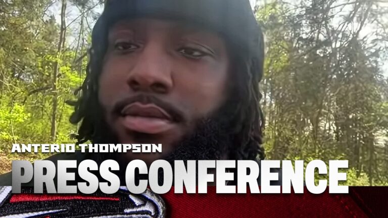 Anterio Thompson meets the media after being drafted by the Atlanta Falcons 2026 NFL Draft
