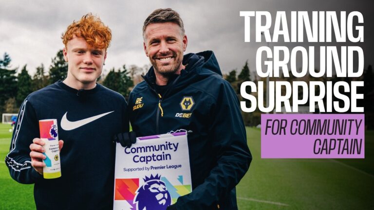 Kenzie surprised with Wolves’ Premier League Community Captain award at training ground!