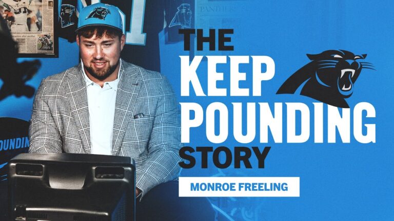 Monroe Freeling learns the meaning of Keep Pounding from Steve Smith Sr. and Julius Peppers