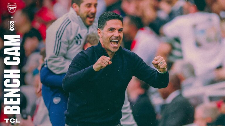 BENCH CAM Arteta reacts to Gyokeres & Saka goals! Arsenal v Fulham (3-0) Premier League